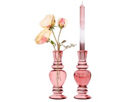 Kandelaar Venice roze Ø5xH11,3cm