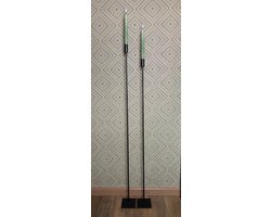 Kandelaar zwart metaal | Industrieel | kaarsenhouder | Hoogte 115 cm