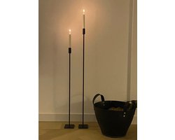 Kandelaar zwart metaal | Industrieel | kaarsenhouder | Hoogte 98 cm
