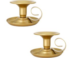 Kandelaars - 2 Stuks - Kaarsenhouders - Kaarsenstandaard - Ijzer - Theelichthouder - Decoratieve Accessoires - Woonaccessoires - Φ2.5 cm - 10*10*6.5cm - Goud