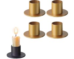Kandelaars - 4 Stuks - Metalen Kaarsenhouder - Theelichthouder - Kaarsen Plank - Kaarsenonderzetter - Kaarsenhouders - Kaarsenstandaard - Geschikt Voor Tafeldecoraties En Verjaardagsfeestjes - Goud