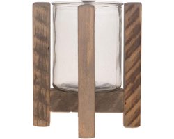 Kandelaars - candle holder | natural | hout | 17x21 cm - - 17x21x