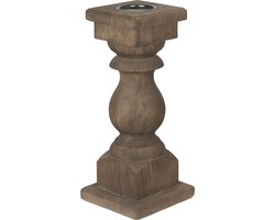 Kandelaars en kaarsenhouders - houten baluster kaarshouder - bruin hout - by Mooss - Hoog 45cm