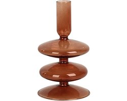 Kandelaars Glas - Kaarsenhouders Decoratief - Sfeerverlichting Creëren - Transparant Design - 2.5 cm Diameter - Bruin