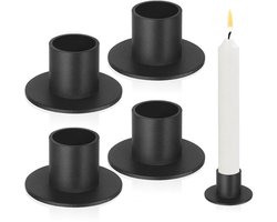 Kandelaars – Kaarsenhouder – Kaarsenstandaard – Woondecoratie – Decoratieve accessoires – Set van 4 Stuks – Matzwart Metaal Design – Universele Kaarsenmaat – Eenvoudige Montage – Veilig en Hittebestendig