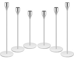 Kandelaars - Kegelkaarsen - Decoratieve kandelaars - Sfeervolle kaarshouders - Feestdecoratie en tafeldecoratie - Geschikt voor bruiloft, etentje, feest en jubileum - Zilver/Zwart