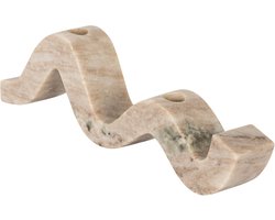 Kandelaars Set - Kaarsen Houders - Sfeer Creëren - Sculpturale Marmeren Basis - 38 cm Lengte - Wit Beige