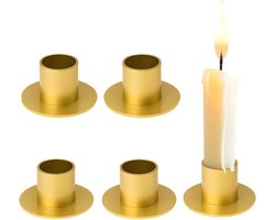 Kandelaars - Set van 4 - 2,5 cm diameter - Kandelaars - Kaarsenhouders - Kaarsenonderzetters - Woondecoratie - Decoratieve artikelen - Smeedijzer - Goud - Theekaarsenhouders - Geschikt voor bruiloften, Thanksgiving, Kerstmis, eettafels, schouwen