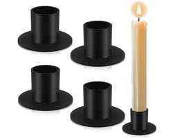 Kandelaars - Set van 4 - 2,5 cm diameter - Kandelaars - Kaarsenhouders - Kaarsenonderzetters - Woondecoratie - Decoratieve artikelen - Smeedijzer - Zwart - Theekaarsenhouders - Geschikt voor bruiloften, Thanksgiving, Kerstmis, eettafels, schouwen