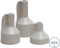 Kandelaars / vaasjes Alota | Beige - Ivory | Set van 3 | Ø9 x H17/13/9 cm