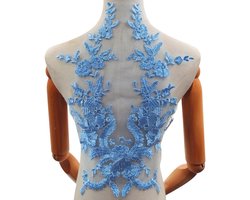 Kant, applicatie, bloemenpatroon, kanten kraag, bloemenapplicatie, patches, geborduurde rand, meerkleurig, tule, bekleding voor bruiden, eindejaarsbal, bruiloft