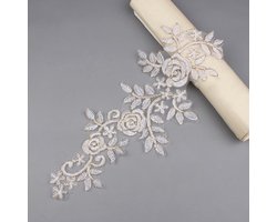 Kant, bloemenpatches, kanten applicatie, kant, kraag, bloem, kant, patches, naaien, kant, stof voor doe-het-zelf bruiden, jurk, applicatie, kant, jurk, accessoires, wit