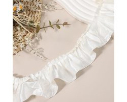 Kant chiffon plissé 3D met satijnen rand 5,1 cm ruches voor hoeden jurken tassen bruidsjurken woondecoratie crèmewit