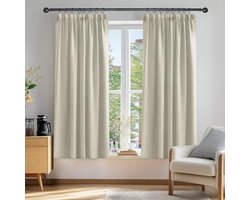 Kant-en-klaar Thermogordijn met Potloodplooi - Verduisterend, Warmte- en Geluidswerend - 2 Panelen 117x138 cm (B x H) - Crème