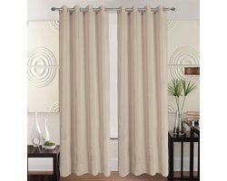 Kant en Klaar Vitrage Gordijn - Met Ringen - 140x240 cm - Beige