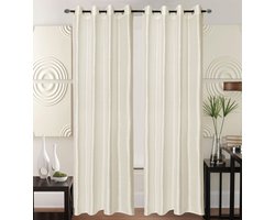 Kant en Klaar Vitrage Gordijn - Met Ringen - 140x240 cm - Crème