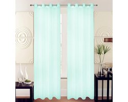 Kant en Klaar Vitrage Gordijn - Met Ringen - 140x240 cm - Licht Blauw
