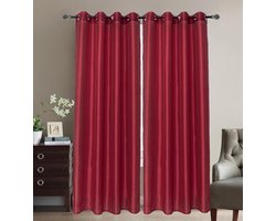Kant en Klaar Vitrage Gordijn - Met Ringen - 140x240 cm - Rood