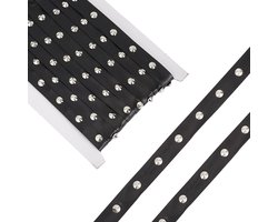 Kant met klinknagel, 2 cm breed zwart bezaaid kralen string