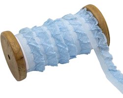 Kantband, geplooide kant, geplooide ruches, chiffonband, decoratieve band, sierband, kanten rand voor naaien, handwerk, bruiloft, party, decoratie, 2 cm, blauw