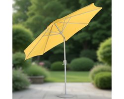 Kantelbare Tuinparasol Ø 270 cm met Zwengelmechanisme, UV50 Bescherming, Aluminium Frame en Ventilatie – Zonnescherm voor Tuin en Balkon – Geel – Mobili Bella