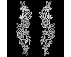 Kanten applicatie bloemenborduurpatches, bloemen kant naaien applicatie kraag applicatie DIY handwerk uitsnijding naaien borduurpatches accessoires voor cheongsam kleding jurk, wit