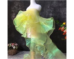 Kanten boord organza kleurverloop tule ruches kleurrijke ruches kant stof geplooid ruches lint voor trouwjurk accessoires applicaties doe-het-zelf handwerk naaien geel 1 yard