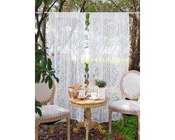 Kanten gordijnen - Transparant wit - Landelijke stijl - 1 stuk - 100 x 70 cm