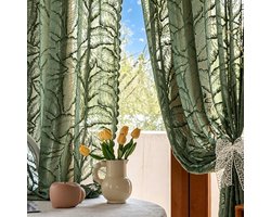 Kanten Gordijnen - Vitrage Jaloezieën - Woonkamer Decoratie - Shabby Chic Jacquard - 90x200 cm - Olijfgroen