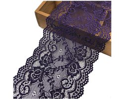 Kanten lint elasticiteit kant rand sierlint kant stof decoratielint kant bloemen rand voor naaien doe-het-zelf handwerk kleding lingerie trouwjurk 15 cm breed paars