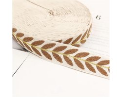 Kanten rand jacquard band stoffen band geborduurde trim stof om te naaien blad bedrukt lint vintage jacquardlinten decoratieve band sierband voor doe-het-zelvers naaien oranje 20