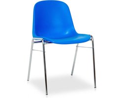 Kantinestoel Beta/P - Blauwe kuip - Chromen frame