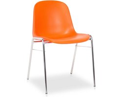Kantinestoel Beta/P - Oranje kuip - Chromen frame