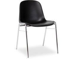 Kantinestoel Beta/P - Zwarte kuip - Chromen frame