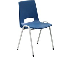Kantinestoel. Blauwe kuip en lichtgrijs frame. Genoemde prijs is per 10 stuks!!