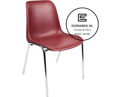 Kantinestoel Helene Bordeauxrood - verchroomd onderstel kantinestoel stapelstoel kuipstoel vergaderstoel tuinstoel kantine stoel stapel stoel tuin stoel kantinestoelen stapelstoelen kuipstoelen arenastoel schoolstoel bezoekersstoel Everardo