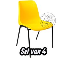 Kantinestoel Helene Geel -set van 4- zwart onderstel kantinestoel stapelstoel kuipstoel vergaderstoel tuinstoel kantine stoel stapel stoel tuin stoel kantinestoelen stapelstoelen kuipstoelen arenastoel schoolstoel bezoekersstoel Everardo