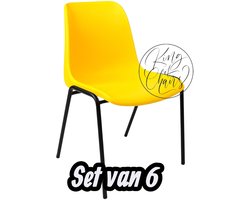 Kantinestoel Helene Geel -set van 6- zwart onderstel kantinestoel stapelstoel kuipstoel vergaderstoel tuinstoel kantine stoel stapel stoel tuin stoel kantinestoelen stapelstoelen kuipstoelen arenastoel schoolstoel bezoekersstoel Everardo