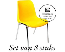 Kantinestoel Helene Geel -set van 8- verchroomd onderstel kantinestoel stapelstoel kuipstoel vergaderstoel tuinstoel kantine stoel stapel stoel tuin stoel kantinestoelen stapelstoelen kuipstoelen arenastoel schoolstoel bezoekersstoel Everardo