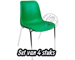 Kantinestoel Helene Groen -set van 4- verchroomd onderstel kantinestoel stapelstoel kuipstoel vergaderstoel tuinstoel kantine stoel stapel stoel tuin stoel kantinestoelen stapelstoelen kuipstoelen arenastoel schoolstoel bezoekersstoel Everardo
