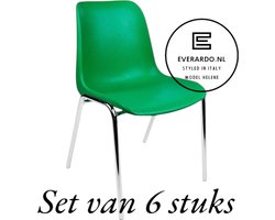 Kantinestoel Helene Groen -set van 6- verchroomd onderstel kantinestoel stapelstoel kuipstoel vergaderstoel tuinstoel kantine stoel stapel stoel tuin stoel kantinestoelen stapelstoelen kuipstoelen arenastoel schoolstoel bezoekersstoel Everardo