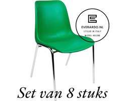 Kantinestoel Helene Groen -set van 8- verchroomd onderstel kantinestoel stapelstoel kuipstoel vergaderstoel tuinstoel kantine stoel stapel stoel tuin stoel kantinestoelen stapelstoelen kuipstoelen arenastoel schoolstoel bezoekersstoel Everardo