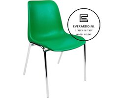 Kantinestoel Helene Groen - verchroomd onderstel kantinestoel stapelstoel kuipstoel vergaderstoel tuinstoel kantine stoel stapel stoel tuin stoel kantinestoelen stapelstoelen kuipstoelen arenastoel schoolstoel bezoekersstoel Everardo