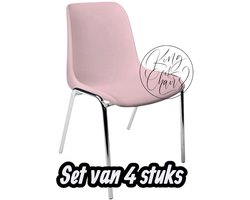 Kantinestoel Helene Roze -set van 4- verchroomd onderstel kantinestoel stapelstoel kuipstoel vergaderstoel tuinstoel kantine stoel stapel stoel tuin stoel kantinestoelen stapelstoelen kuipstoelen arenastoel schoolstoel bezoekersstoel Everardo