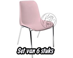 Kantinestoel Helene Roze -set van 6- verchroomd onderstel kantinestoel stapelstoel kuipstoel vergaderstoel tuinstoel kantine stoel stapel stoel tuin stoel kantinestoelen stapelstoelen kuipstoelen arenastoel schoolstoel bezoekersstoel Everardo