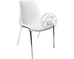 Kantinestoel Helene Wit - verchroomd onderstel kantinestoel stapelstoel kuipstoel vergaderstoel tuinstoel kantine stoel stapel stoel tuin stoel kantinestoelen stapelstoelen kuipstoelen arenastoel schoolstoel bezoekersstoel Everardo