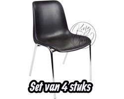 Kantinestoel Helene Zwart -set van 4- verchroomd onderstel kantinestoel stapelstoel kuipstoel vergaderstoel tuinstoel kantine stoel stapel stoel tuin stoel kantinestoelen stapelstoelen kuipstoelen arenastoel schoolstoel bezoekersstoel Everardo