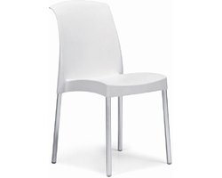 Kantinestoel Jenny. Mooie designstoel, tuinstoel. Leverbaar in ivoor. 5 Jaar garantie! Verpakt per 6 stuks!