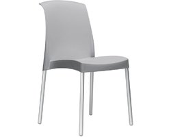 Kantinestoel Jenny. Mooie designstoel, tuinstoel. Leverbaar in lichtgrijs. 5 Jaar garantie! Verpakt per 6 stuks!