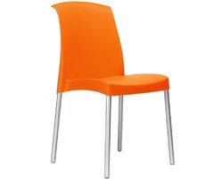 Kantinestoel Jenny. Mooie designstoel, tuinstoel. Leverbaar in oranje. 5 Jaar garantie! Verpakt per 6 stuks!